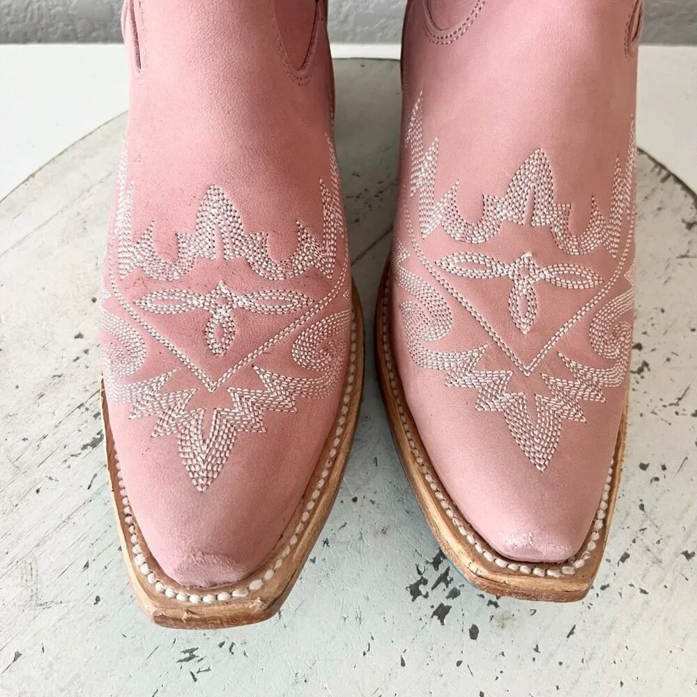 Lane LEXINGTON Over the Knee Pink Cowboy Boots Western Cowgirl Snip Toe Tall 6.5